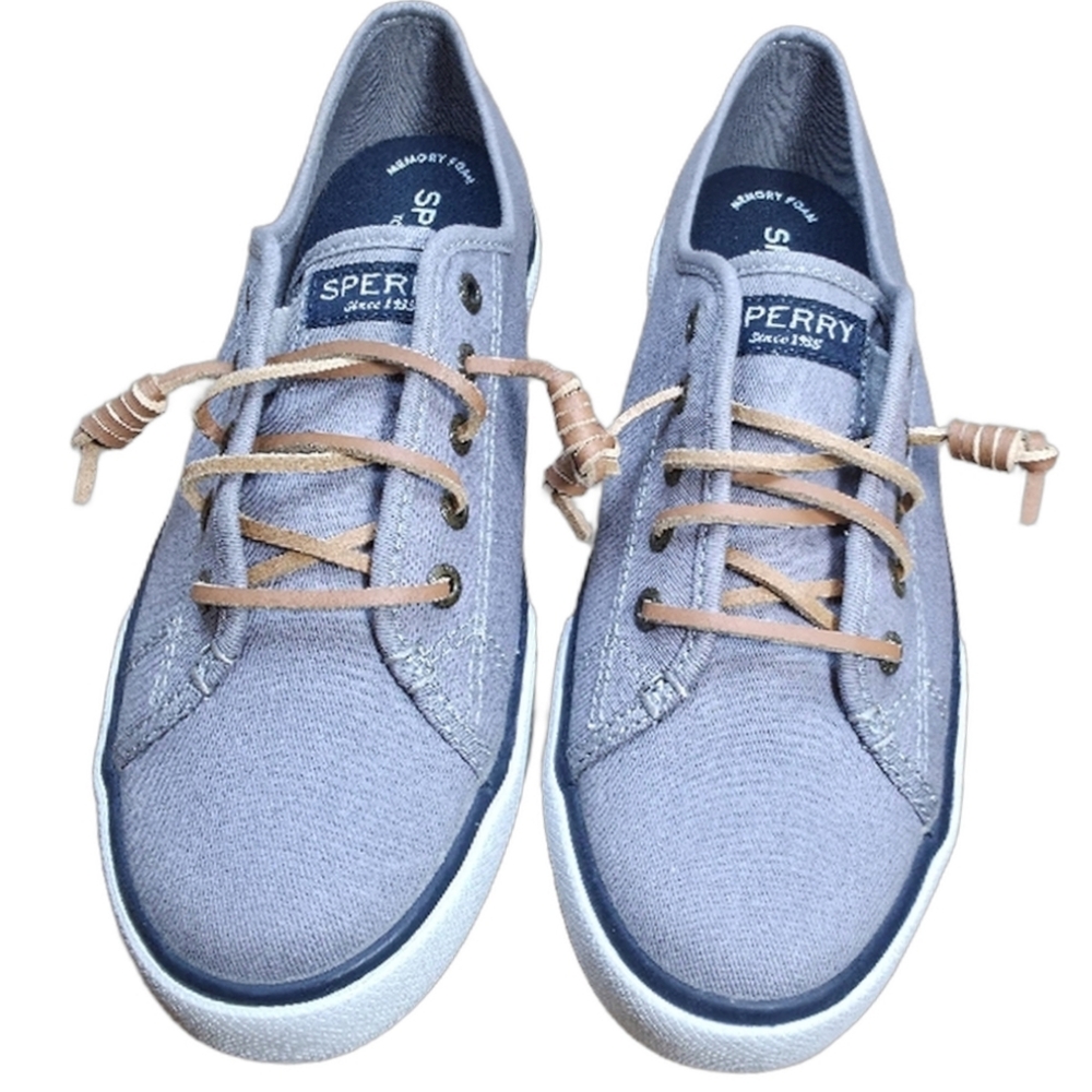 Sperry Top-Sider Women's Light Gray Canvas Sneakers Size 7 - Picture 5 of 11